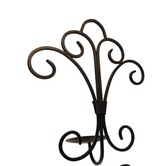 Iron Black Wall Sconce Candle Holders Set Of 2 Decorative Scroll Design 12" Tall - Picture 8 of 8